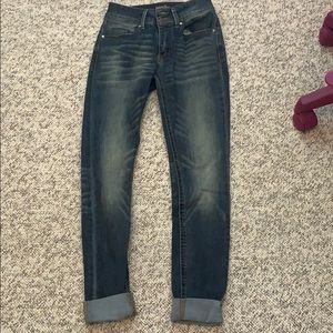 Indigo rain distressed jeans